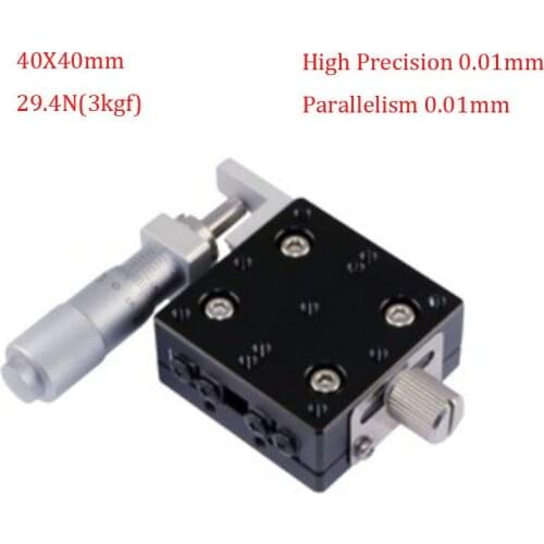 X-Axis Trimming Platform 40mm Manual Displacement Platform Cross Roller Guide Linear Stage High Precision Accuracy Sliding Table