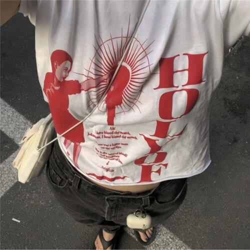 Y2K vintage Punk Kawaii Printing Tops Summer Fashion o-neck basic Short Sleeve Ulzzang 2021 Women Casual Wild tops Streetwears