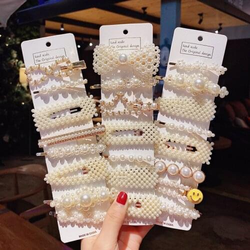 Simulated Pearl Hair Clips for Women Geometric Hair Barrettes Fashion Hairgrip Hair Accessories Hair Clips for Girls