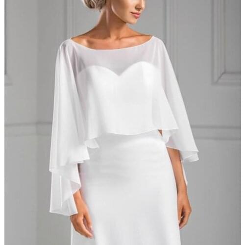 2020 Women Chiffon Wedding Bridal Scarf High Low Evening Prom Party Wraps Jacket