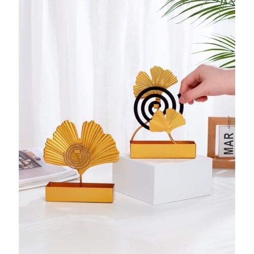 1pcs Ginkgo Leaf Mosquito Coil Holder Wrought Iron Portable Fireproof Hanging Anti-insect Mosquito Coil Shelf Home Indoor Decor