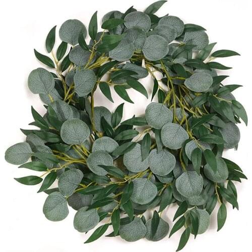 1Pcs Artificial Eucalyptus Leaves Garland with Willow Vines Twigs Leaves for Wedding Party Table Runner Greenery Garland Indoor