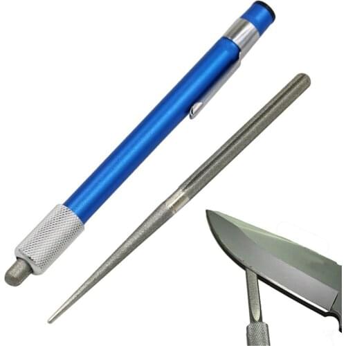 1 pcs Pen shape Kitchen knife sharpener diamond plated carbon steel Portable Multi Purpose Fishhook Sharpener Grindstone Tools