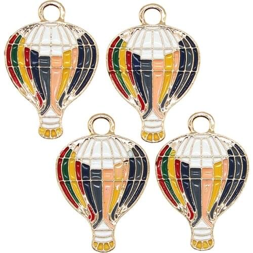 10pcs/lot Hot Air Balloon Charms Enamel Alloy Floating Accessories fit DIY Bracelet Necklace Jewelry Findings XL1021