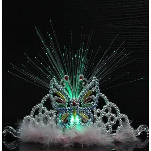 12 Pcs LED Luminous Crown Headdress Headband for Girls or Womens Birthday Party Wedding Ball Bride Christmas Day Plastic Decor