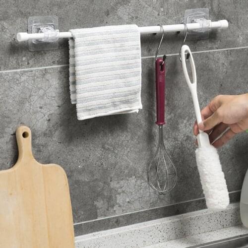 2 Pcs Transparent Hanging Rod Clamp Hook Holder Hanger Bathroom Shower Curtain Rod Fixed Clip Bracket