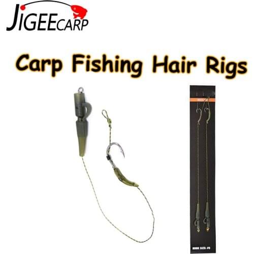 JIGEECARP 2PCS Well-made Carp Fishing Rig Braid Line Combi Rig with Safty Clip Boilies Carp Fishing Tackle with Line Aligner