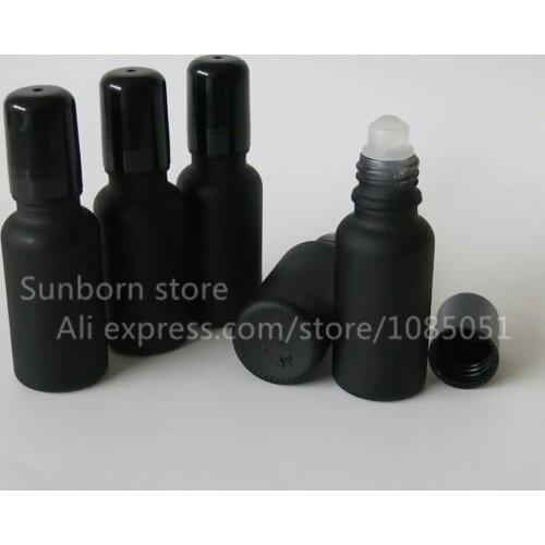 20ML Small Matte black glass empty roll on essential oil bottle container