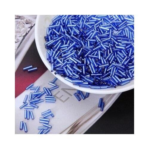 2017 Hot Sale 2*6MM 60G/1440Pcs Silver Core Czech Glass Seed Bugle Beads Jewelry Garment Accessories Light Blue Spangles