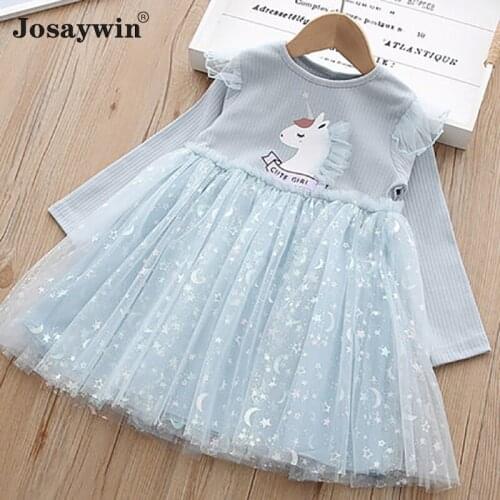 2021 New Style Summer Kids Dress for Girls Baby Long Sleeve Party Dress for Kids A-LINE Wedding Dress Girl Princess Vestidos