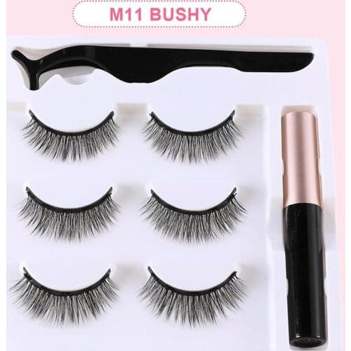 3 Pairs Eyelashes Magnetic Eyeliner Liquid Eyeliner False Eyelashes Set Tweezer Waterproof Eye Lashes Makeup Tools Set Hot Sale
