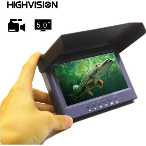 HIGHVISION AHD1080P Underwater Fishing Camera Winter Ice Fishing Sea Fishing 5.0 Inch IPS With Recording Fish Finder Camera