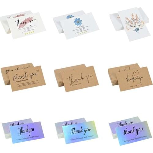 50pcs Thank You for Supporting My Small Business Cards Greeting Postcard Customer Shopping Gift DIY Crafts Decoration Papercard