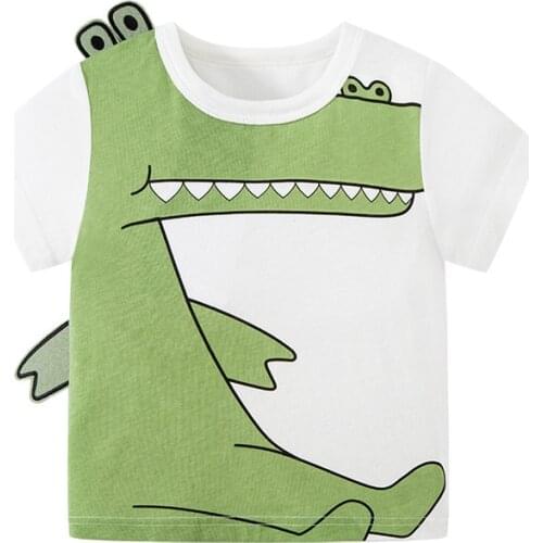 Bambino 2021 New White Summer Tee for Boys 2-7 Years Animal T Shirt of Children Top Clothes of School Kids 100% Cotton Clothing