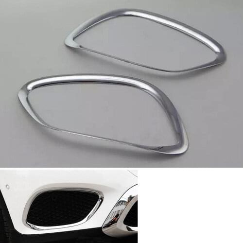 BBQ@FUKA Chrome ABS Front Fog Light Lamp Cover Trim Sticker 2Pcs Fit For 2015 2016 Benz GLC Class X205 Car Accessory