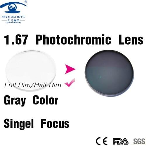 1.67 High Index Photochromic Lenses Singel Focus Lens Gray Eye Lenses Men Women Presbyopia Lens Optical Lenses