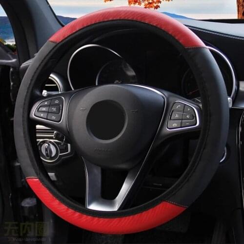 Flexible Car Steering Wheel Cover Carbon Fiber Simple Style Steering Wheel Cover Car-Styling For Peugeot Car Accessories 38CM