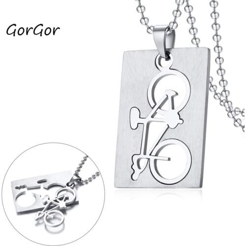 GorGor Necklace Men Stainless Steel Bicycle Pattern Non-mianstream Length of Bead Chain 60cm Popular with Youngsters PN-013