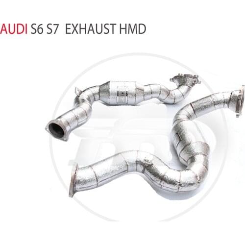 HMD Exhaust Manifold Downpipe for Audi S6 S7 Car Accessories With Catalytic Header Without Cat