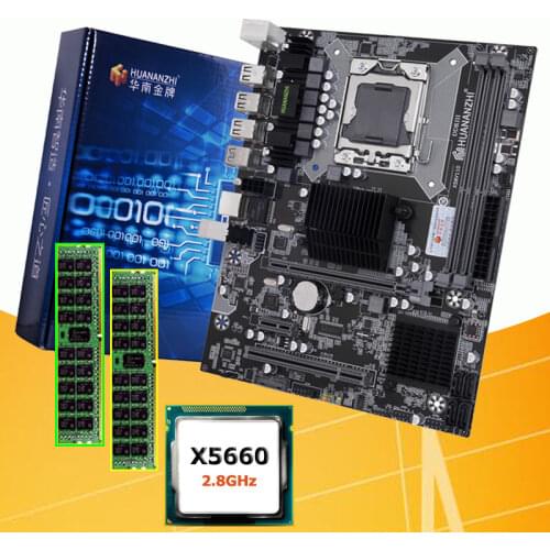 HUANANZHI X58 M-ATX otherboard with Processor Intel Xeon X5660 2.8GHz Big Brand Memory 2*8G 16G REG ECC One-Stop Buy PC Parts