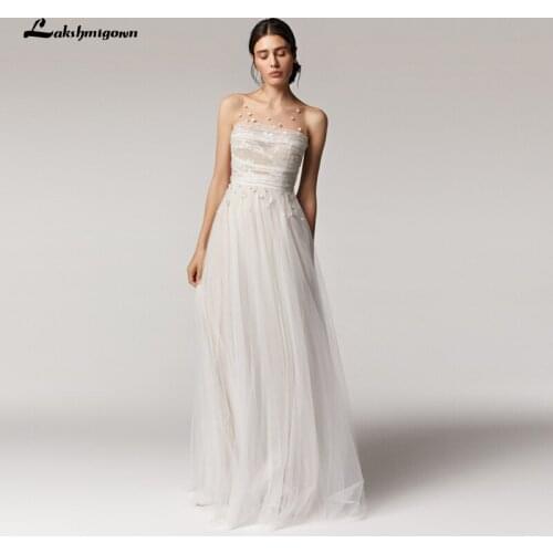 Sexy Lace Bodice Illusio Bohemian Wedding Dresses 2021 Vestito da Donna Sexy Beach Bridal Dress Backless Vestidos Boda