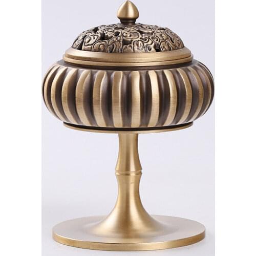 PURE COPPER THREE-LEGGED TALL PUMPKIN INCENSE BURNER BRASS RETRO CLOUD HOLLOW LID CENSER CREATIVE HOME DECORATION BRONZE CRAFTS