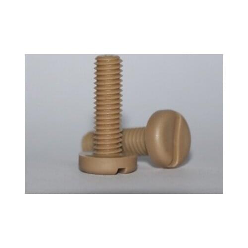 M2.5-M8 PEEK slotted Screw Plastic Round head Preservative High Temperature Resistance Bolts 6-65mm Lenght 1PCS