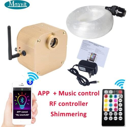 Maykit Optic fiber light 16W RGBW twinkle Smart APP bluetooth music control touch control wall control for home car roof ceiling