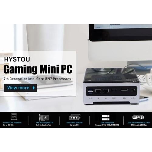 Mini pc desktop gaming PC Intel Core i7 7820HK i5 7440HQ Dual M.2 NVME SSD HDMI DP windows10 Pro Linux Tiny computer