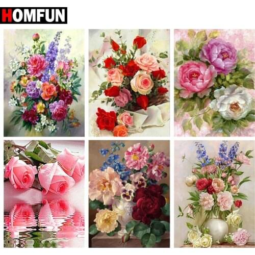 HOMFUN 3D Diamond Painting "Flower scenery" DIY Full Rhinestones Drill Cross-stitch Kits Square Round Diamond Embroidery