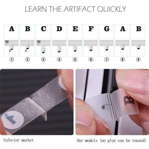 Piano Sticker Transparent Piano Keyboard Sticker 54/61/88 Key Electronic Keyboard 88 Key Piano Stave Note Sticker For Piano Keys