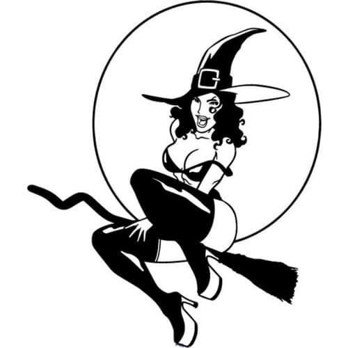 Car Stickers Sexy Witch Fashion PVC Car Decoration Accessories Stickers Creative Waterproof Sunscreen Black/white,19cm*16cm