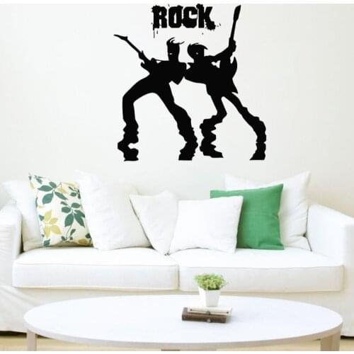 Guitarist Wall Decals Rock Band Rock Concert Men With Guitars Music Wall Sticker Home Decor Living Room Bedroom Vinyl Poster