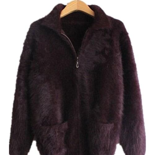 Mink Cashmere Cardigan Sweater Women Zipper korean style Knitted Sweater Clothes 2021 New Oversized wsr613