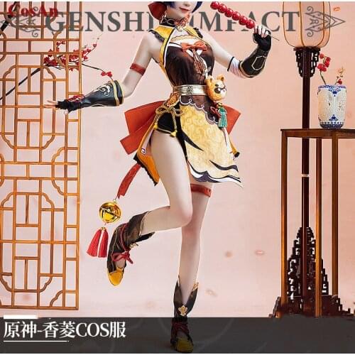 New Hot Game Genshin Impact Xiangling Cosplay Costume Female Lovely Battle Uniforms Activity Party Role Play Clothing S-L