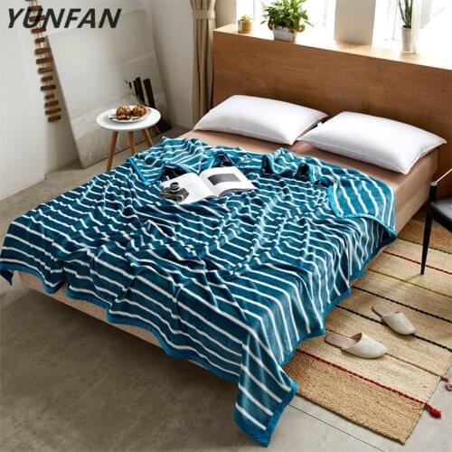 Blue white Stripe blankets quilts twin full queen king girls blankets Throw Flannel blanket on Bed/car/sofa luxury fashion rugs