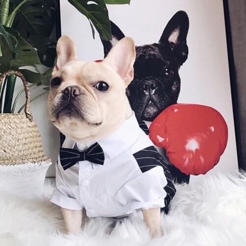Dog Cat Clothes Wedding Suit Gentleman Formal Shirt For Small Dogs Bowtie Tuxedo Pet Outfit For Cat