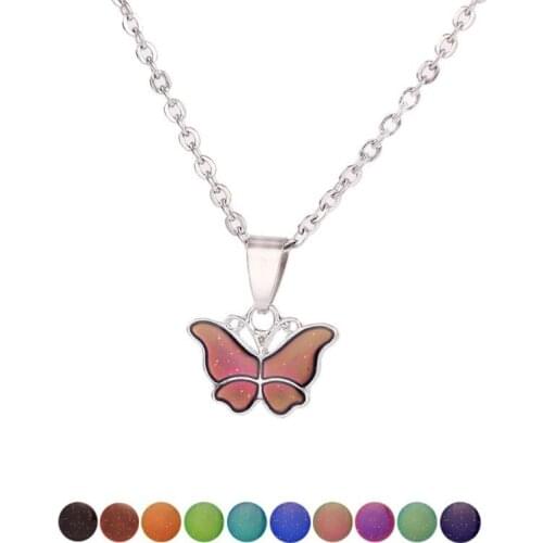 Butterfly Color Change With Temperature Necklace Butterfly Magic Feeling Mood Pendant Necklace Jewelry