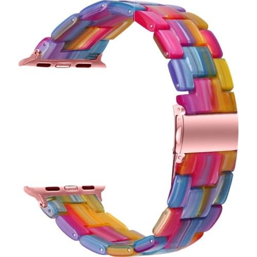 Resin Printing Strap For Apple Watch Series 5 4 3 2 1 Accessories Replacement Watchbands Stainless Steel Double Buckle Wristband
