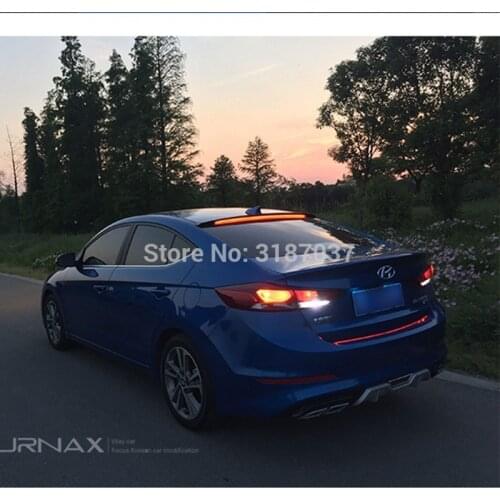 For hyundai elantra 2016-2018 spoiler LED ABS Plastic Gloss Black Color Rear Roof Spoiler Wing Trunk Lip Boot Cover Car Styling