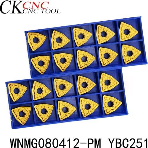 Insert WNMG080412 PM YBC251 Carbide tool lathe cutter External turning tool CNC Lathe Tools Indexable turning Insert For steel