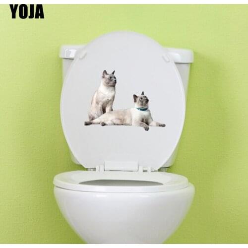 YOJA 22.7*16.5CM Two Cats Toilet Decal Modern Living BedRoom Home Decor Wall Sticker T3-0422