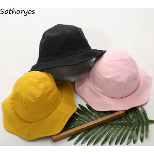 Bucket Hats Women Solid Kawaii Pink Soft Ladies Lovely Womens Korean Style High Quality Leisure All-match Harajuku Accessories
