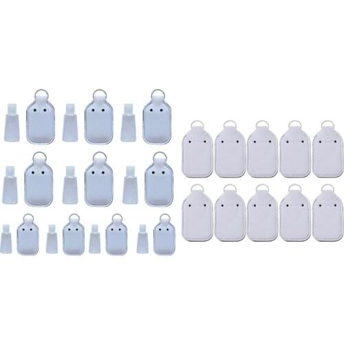 10Pcs Refillable Hand Sanitizer Bottles Holder Cover with Key Ring Portable Soap Lotion Liquids Empty Container Keychain Carrier