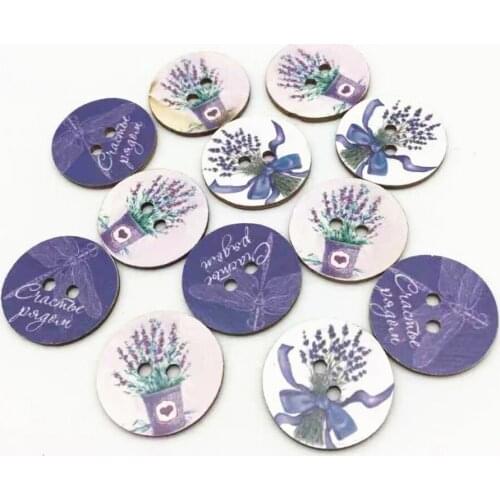 100pcs 25mm Wood Round Buttons Lavender Lilac Wedding Sewing accessories Button Embellishments For Cardmaking Scrapbooking