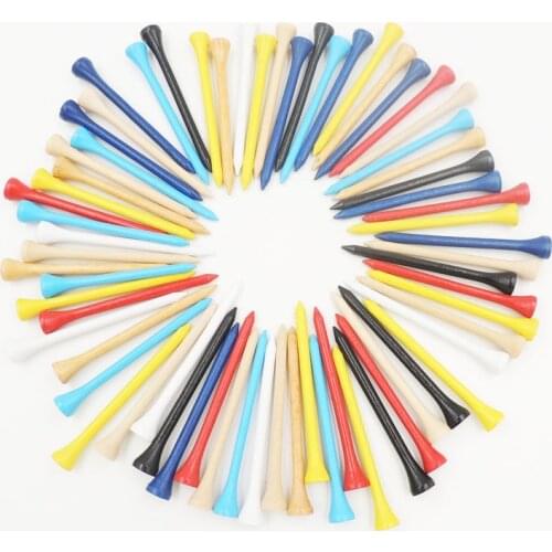 100pcs/Pack Golf Tees 83mm Mixture colour Wood Tees Professional Golf Tees