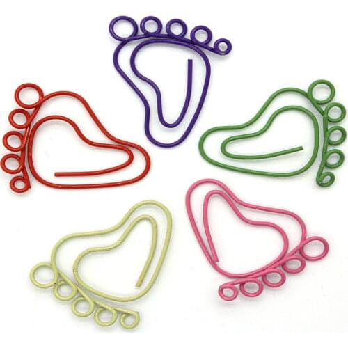 12Pcs/set Cute Metal Foot Shaped Office File Paper Clips Bookmarks, Multi-purpose Mini Binder Clips Photos Message Paperclips