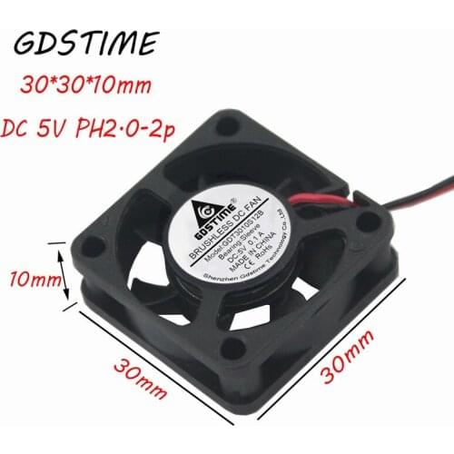 2pcs Lot Gdstime Mini DC 5V 2Pin 30MM 30mm x 30mm x 10mm 3cm 3010 Brushless Heatsink DC Cooler Cooling Fan
