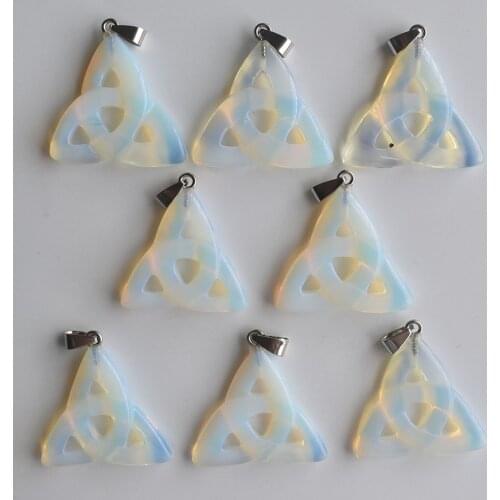2020 fashion high quality opal stone hollow triangle charm pendants for jewelry making 8pcs/lot Wholesale free
