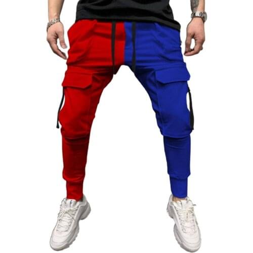 2021 Newest Men Casual Sports Pants Color Matching Lace-Up Pockets Trousers Hip Hop Leggings Plus Size 3XL